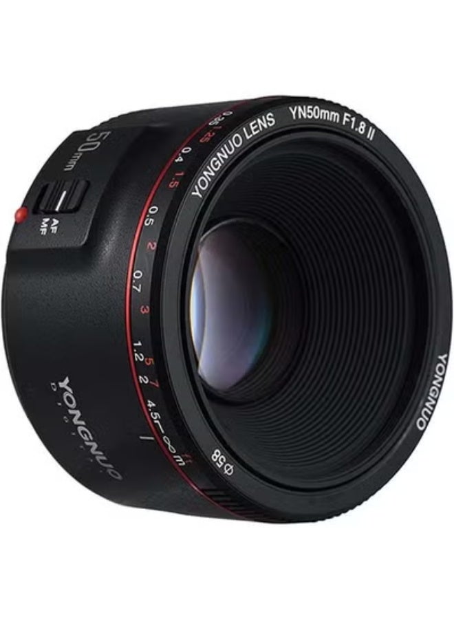 YONGNUO YN50MM f1.8 II Lens for Canon EF Mount, AF/MF 50mm f/1.8 Lens Large Aperture 0.35m Focus Distance Standard Prime Lens for Canon 5D IV 1DX I 200D II 850D 7D 6DII(YN50MM F1.8C II Black) - Image 2